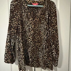 Lilly Pulitzer Leopard Print Blouse - Brown and Black